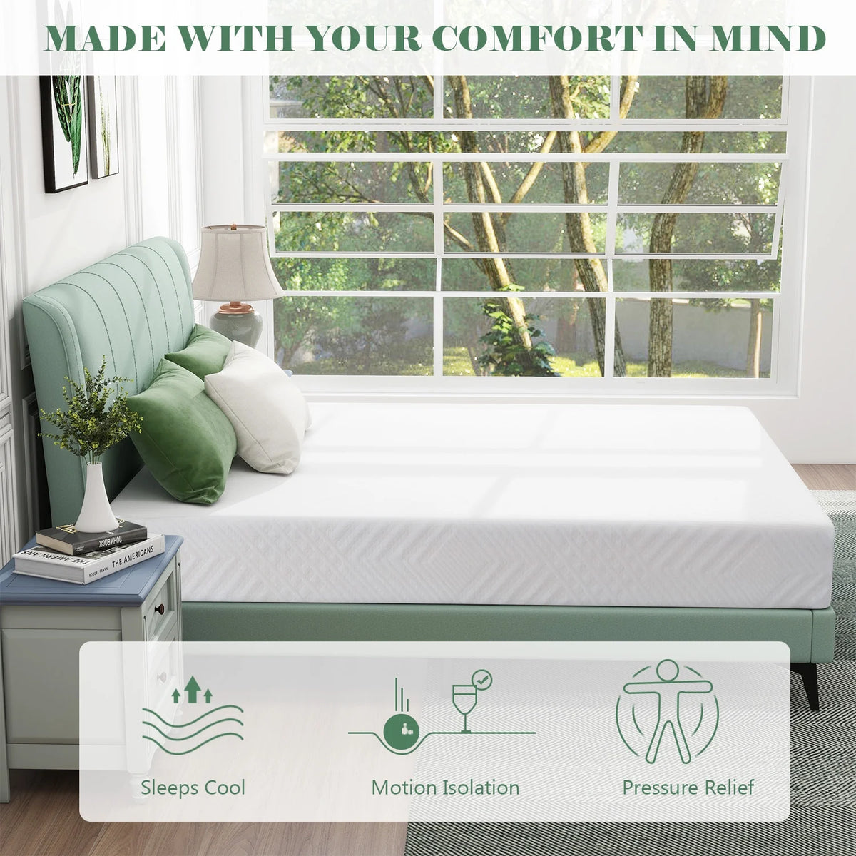 10" Cooling Gel Memory Foam Queen Mattress I4375