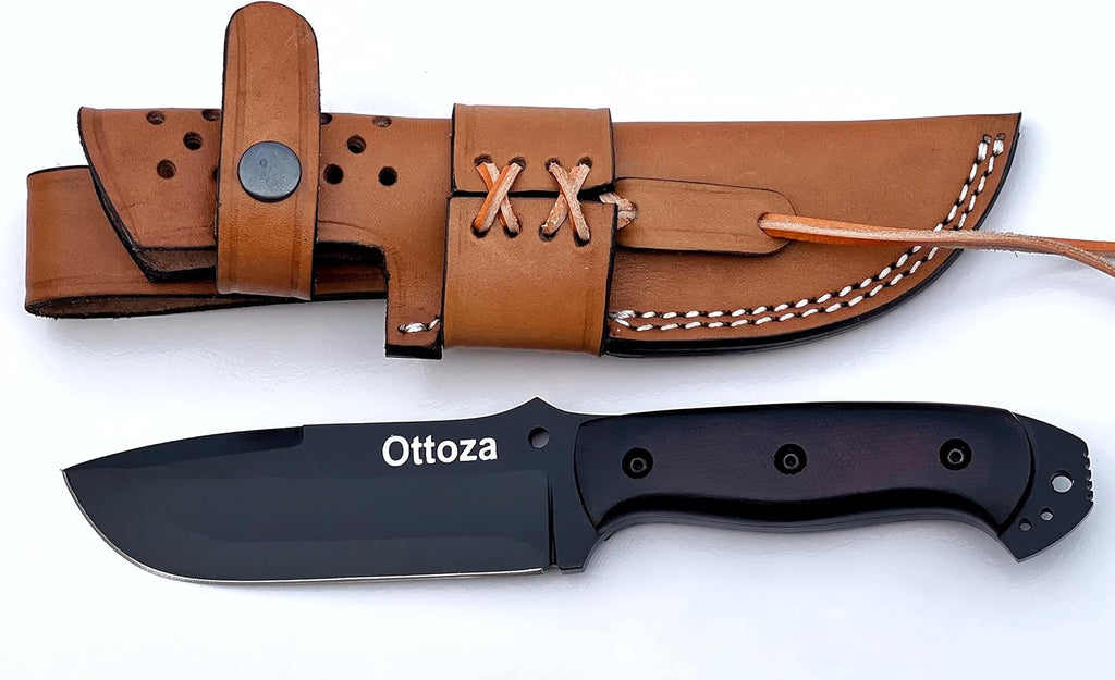 1095 Carbon Steel Bushcraft Knife with Sheath V9649