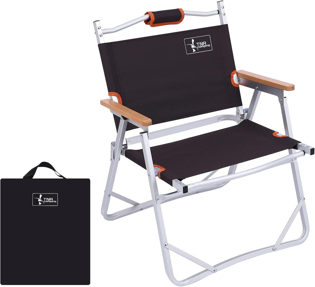 Camping Beach Chair, Heavy Duty Triangular Frame, Easy Folding with Portable Bag and Back Pocket, Dark Brown V650