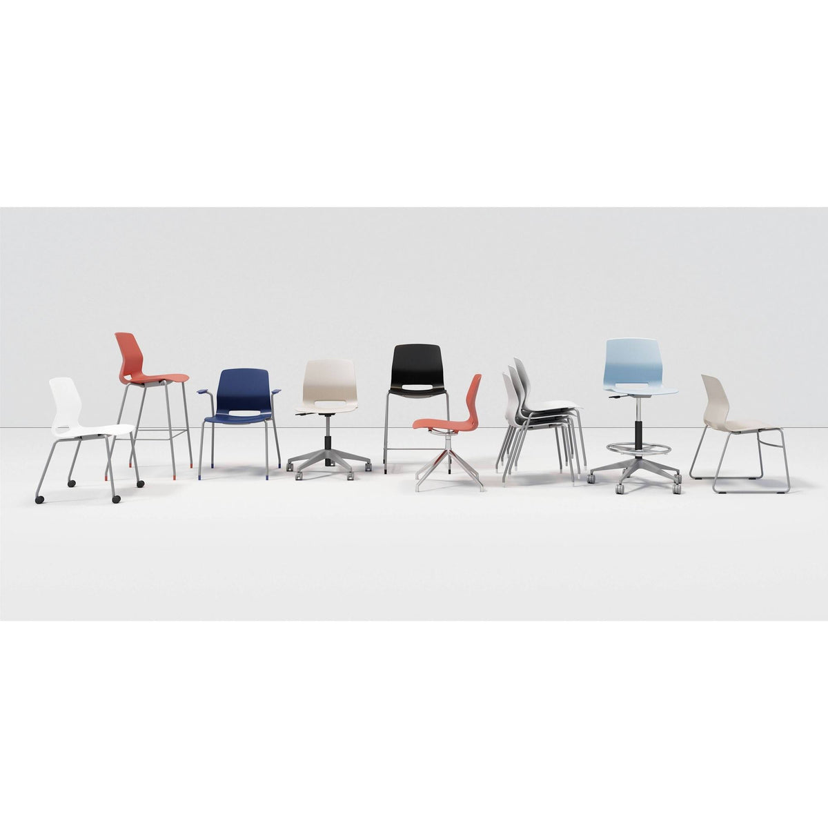 Navy Armless Stack Chair with Casters C597537