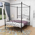 Queen Size Black Metal Canopy Bed Frame with Headboard and Footboard W857