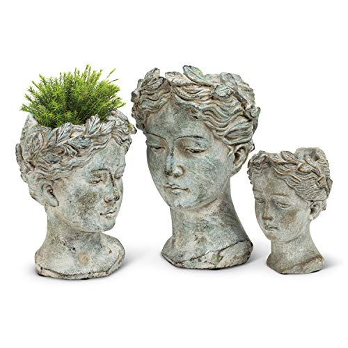 Grey Cement Goddess Head Planter Z7176