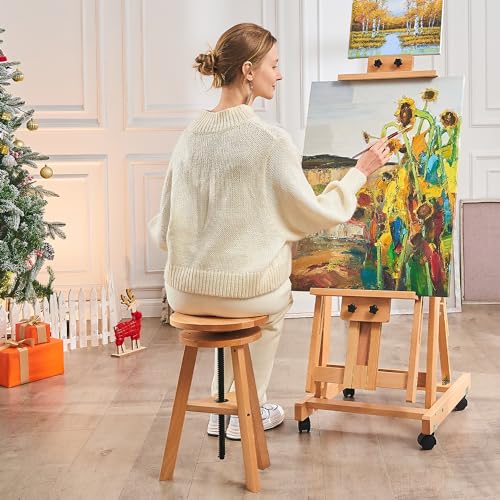 Natural Solid Beech Wood Swivel Stool A5049