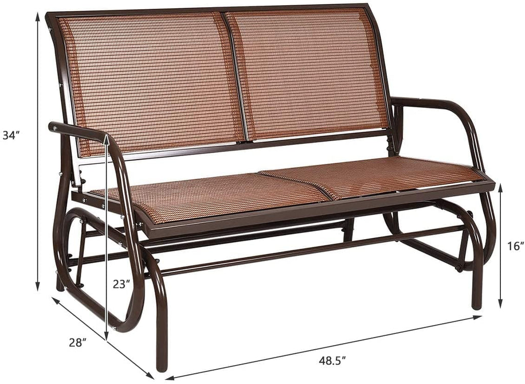 Brown Steel 48 Inch 2 Person Swing Glider Chair I1918
