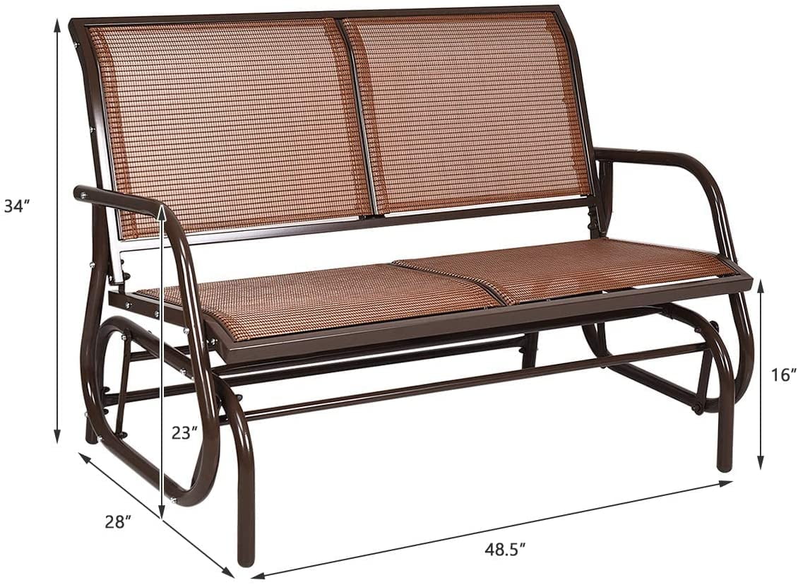 Brown Steel 48 Inch 2 Person Swing Glider Chair I1918