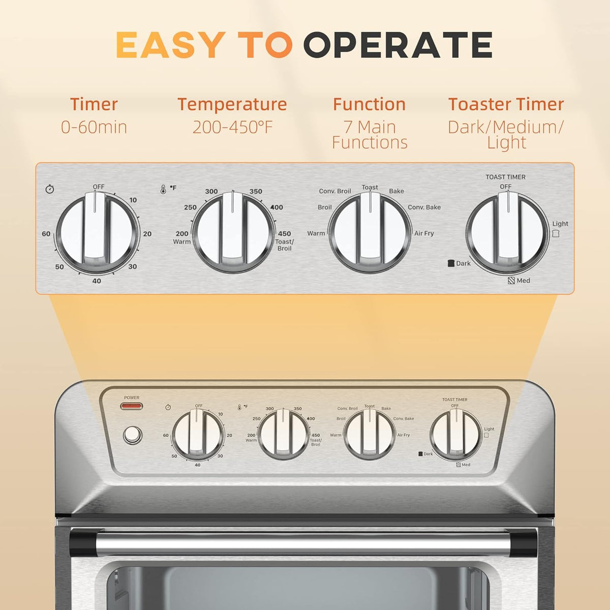21QT 7-In-1 Convection Oven Countertop, Stainless Steel Finish B386441