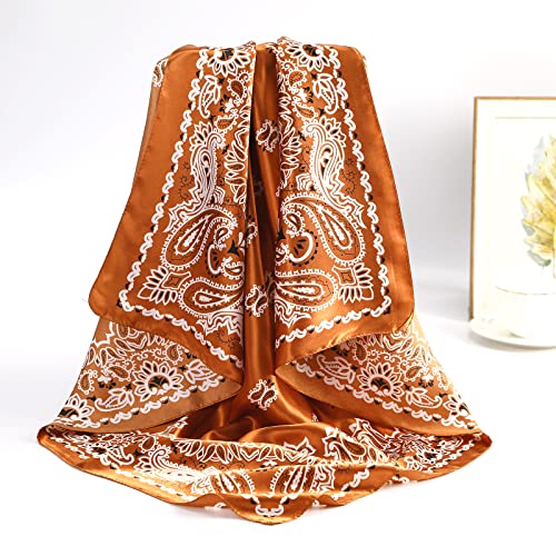 35” Satin Large Square Head Scarves - 4PCS Silk Like Neck Scarf Hair Sleeping Wraps H6226