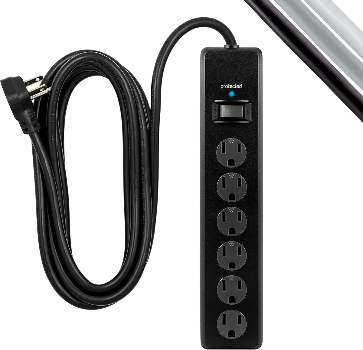 6-Outlet Surge Protector 2 Pack 20 Ft Extension Cord White J5091