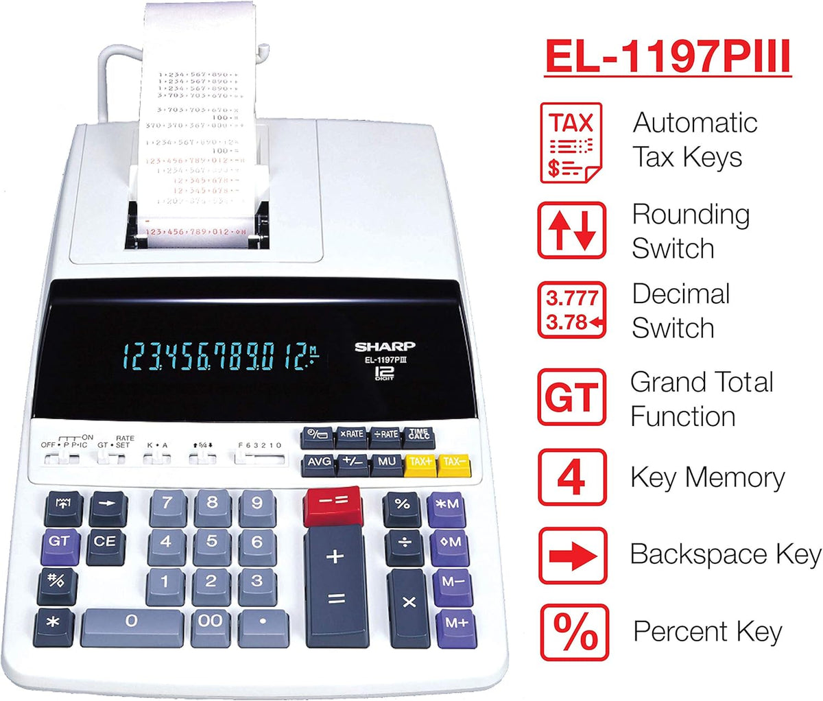 Heavy Duty Printing Calculator with Clock and Calendar W371518