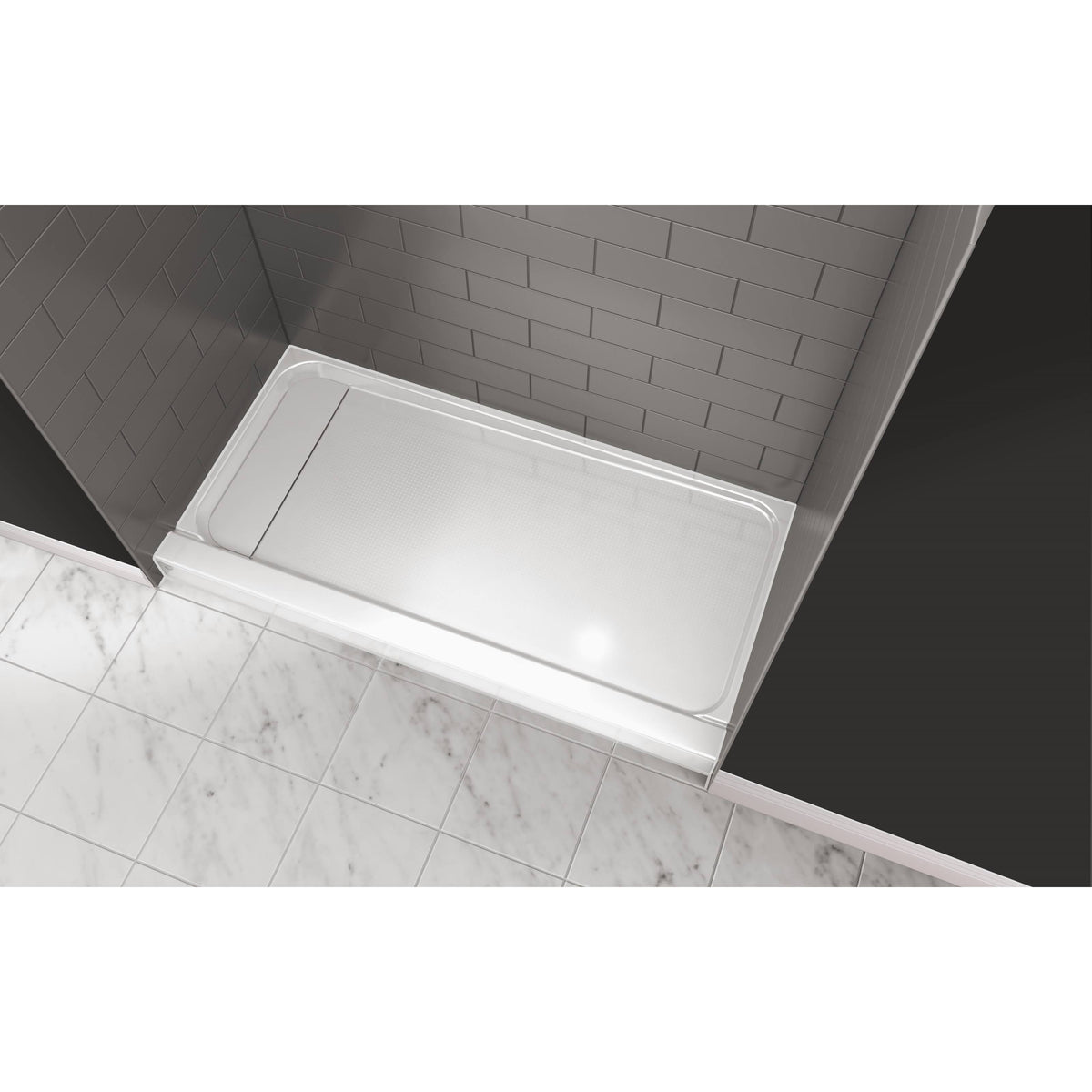 60x22 x 30x22 Rectangular Shower Pan with Single L White E692