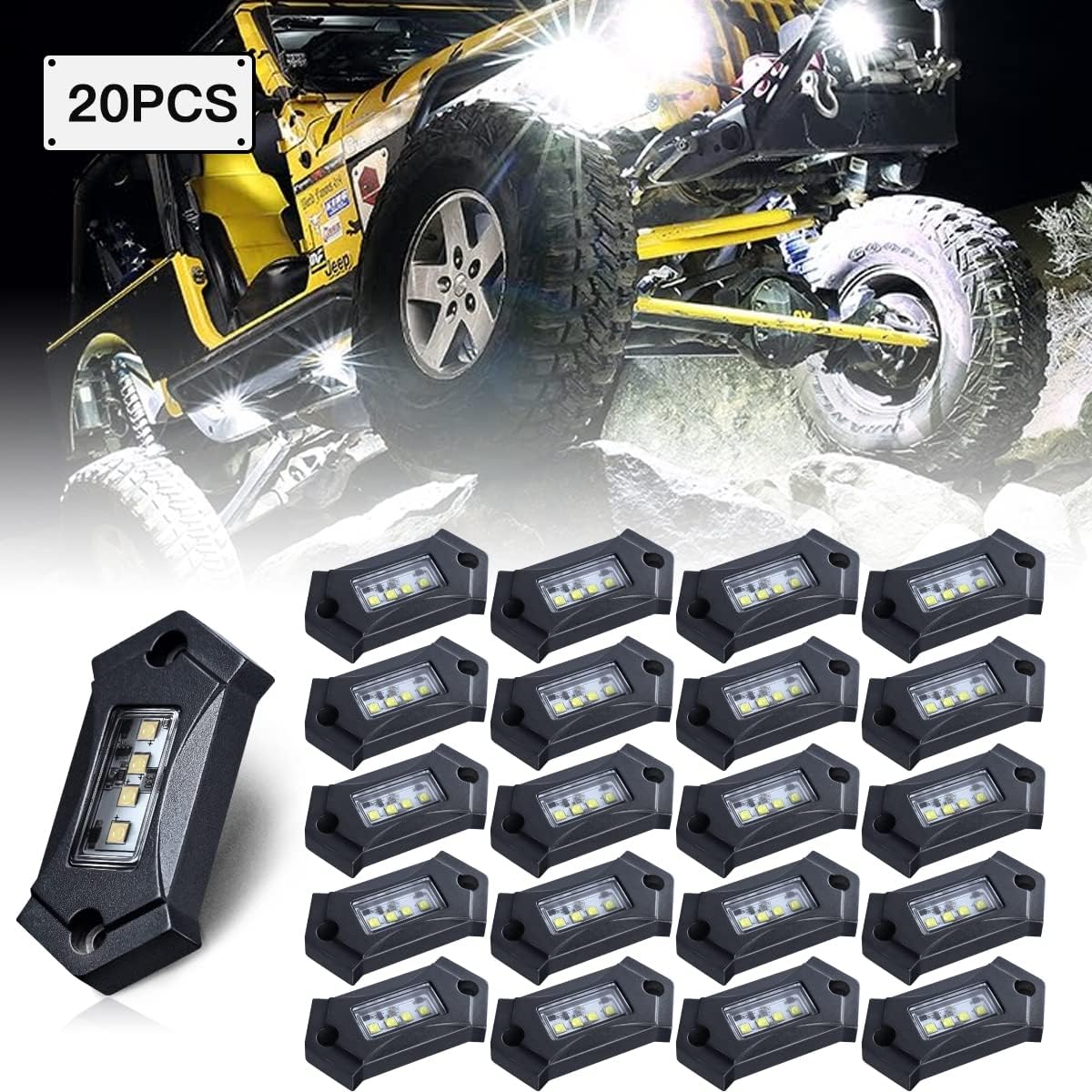White 8Pods IP68 Waterproof LED Rock Lights T461778