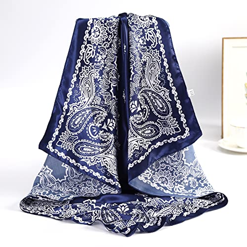 35” Satin Large Square Head Scarves - 4PCS Silk Like Neck Scarf Hair Sleeping Wraps H6226