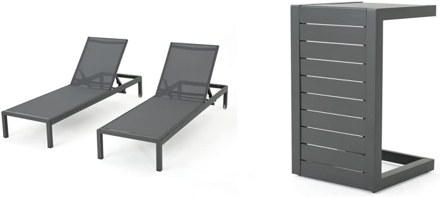Grey Outdoor Aluminum Chaise Lounges 2-Pcs Set P3668