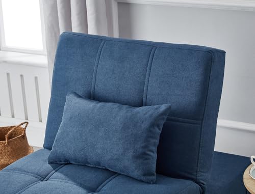 Blue Linen Fabric Convertible Sofa Chair Bed with Pillow V402