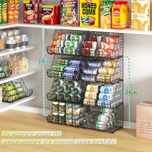 4-Tier Stackable Soda Can Organizer with 4 Adjustable Dividers A23373