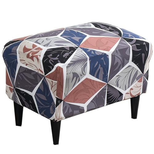 Stretch Ottoman Cover Rectangular Storage Ottoman Slipcover with Non-Slip Elastic Bottom D314834