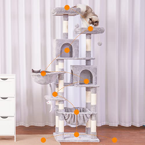 Light Gray Cat Tree with Sisal Scratching Posts O482