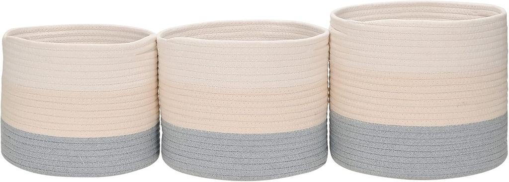 Navy Blue Cotton Rope Basket Set of 3 T359