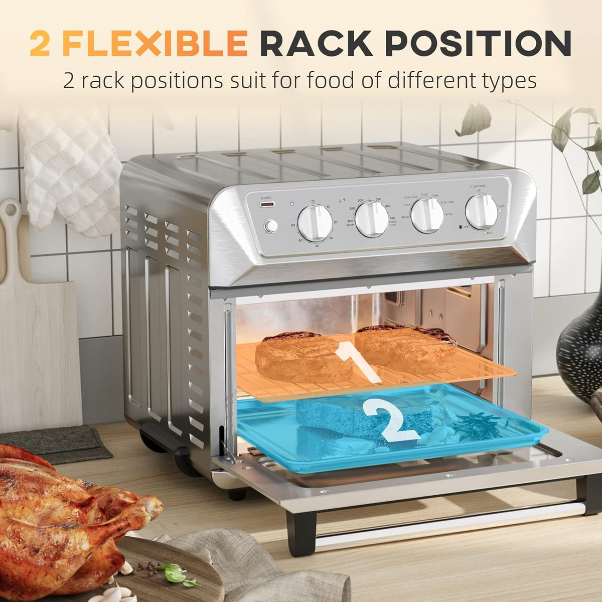 21QT 7-In-1 Convection Oven Countertop, Stainless Steel Finish B386441