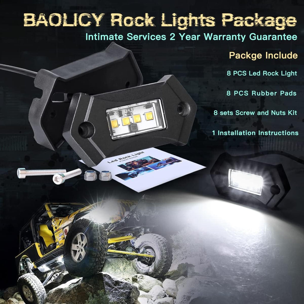 White 8Pods IP68 Waterproof LED Rock Lights T461778