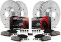 Front and Rear Carbon Fiber Brake Pads with Drilled & Slotted Brake Rotors Kit O364