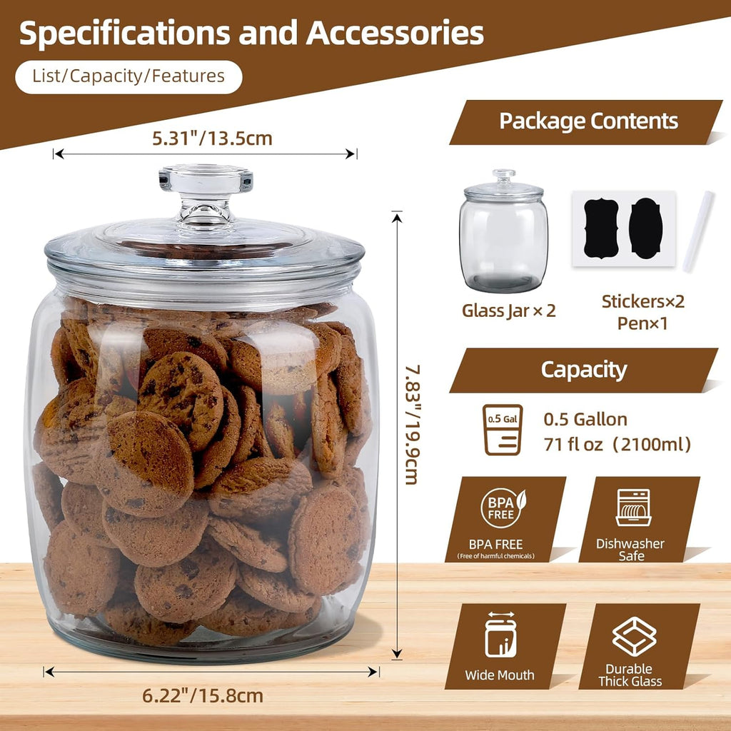 2 Pack 71 oz Glass Jar with Lid W756