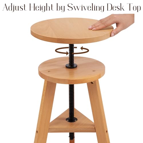 Natural Solid Beech Wood Swivel Stool A5049