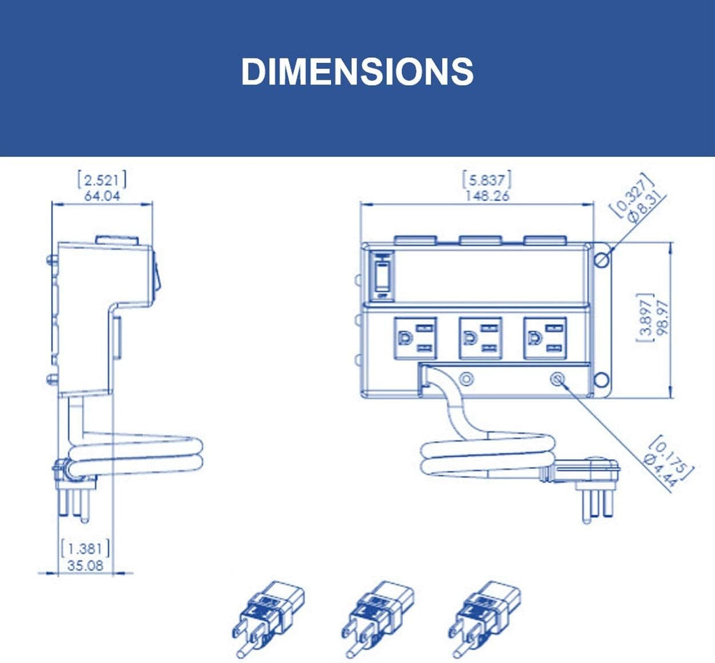 6 Outlets Half Width Power Strip U55939