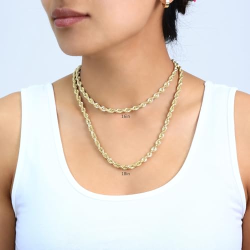 10K Yellow Gold Solid Rope Diamond Cut Chain Necklace N2296