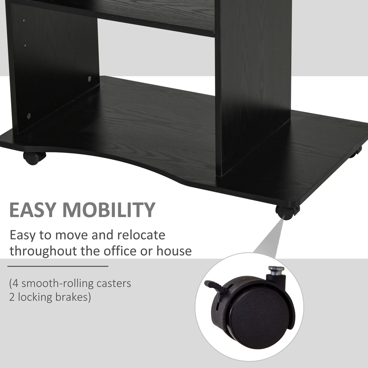 Black Mobile Computer Desk with Keyboard Tray A8093