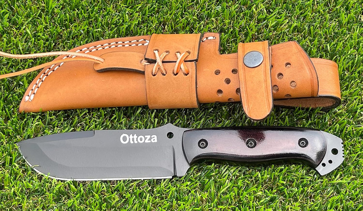 1095 Carbon Steel Bushcraft Knife with Sheath V9649