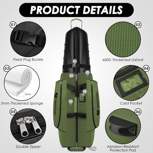 Golf Travel Bag with Tank Wheels and ABS Hard Shell F478485