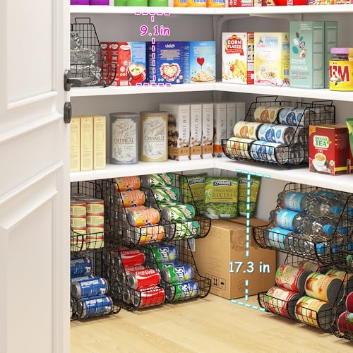 4-Tier Stackable Soda Can Organizer with 4 Adjustable Dividers A23373