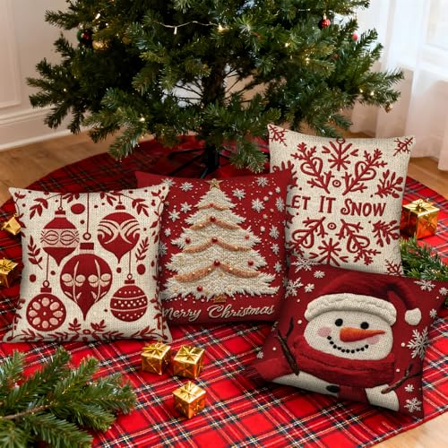 Christmas Throw Pillow Covers 18X18 Set of 4 L830166