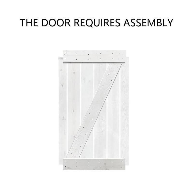36 in. x 84 in. Light Cream Stained Pine Wood Sliding Barn Door with Hardware Kit E156001