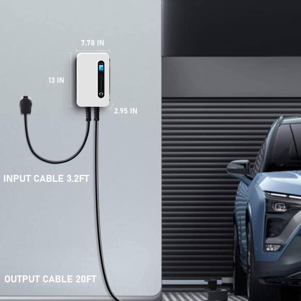 240V 40 Amp Level 2 Electric Vehicle Charging Station with 20ft J1772 Cable & NEMA 6-50 Plug R286704