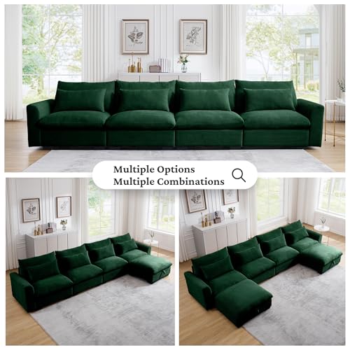 Corduroy L Shaped Modular Sofa with Storage Ottoman V2639