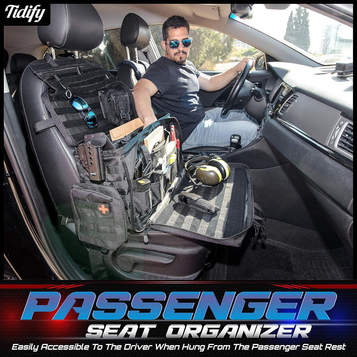 Tactical Bag Car Seat Organizer Range Bag MOLLE Organizer Heavy Duty Water Resistant C707947