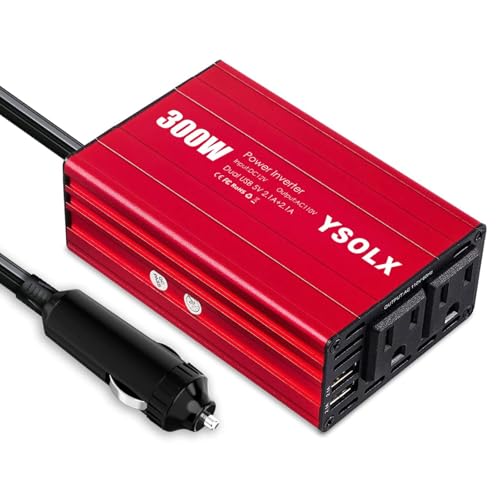 500W Power Inverter DC 12V to 110V AC Converter with 2 USB Ports and 2 AC Outlet V11215