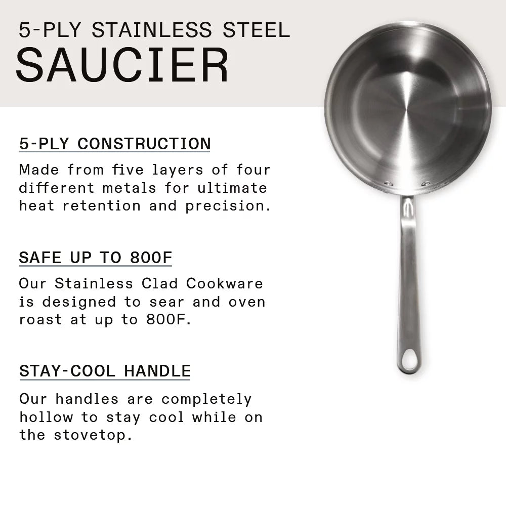 2 Quart Stainless Steel Saucier Pan C534