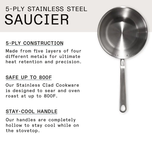 2 Quart Stainless Steel Saucier Pan C534
