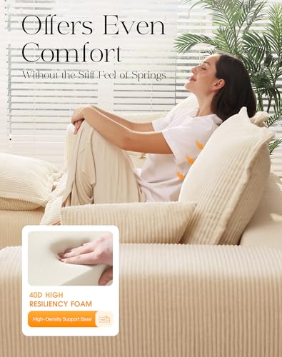 Modular Sectional Sofa with L-Shape Chaise, Soft Corduroy Black U465