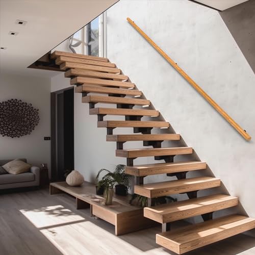 6FT Wood Stair Handrails Wall Mount Non-Slip Staircase Handrail C2053