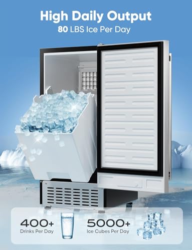 80Lbs/Day Commercial Under Counter Ice Maker Machine, Stainless Steel with 30LBS Ice Storage F510