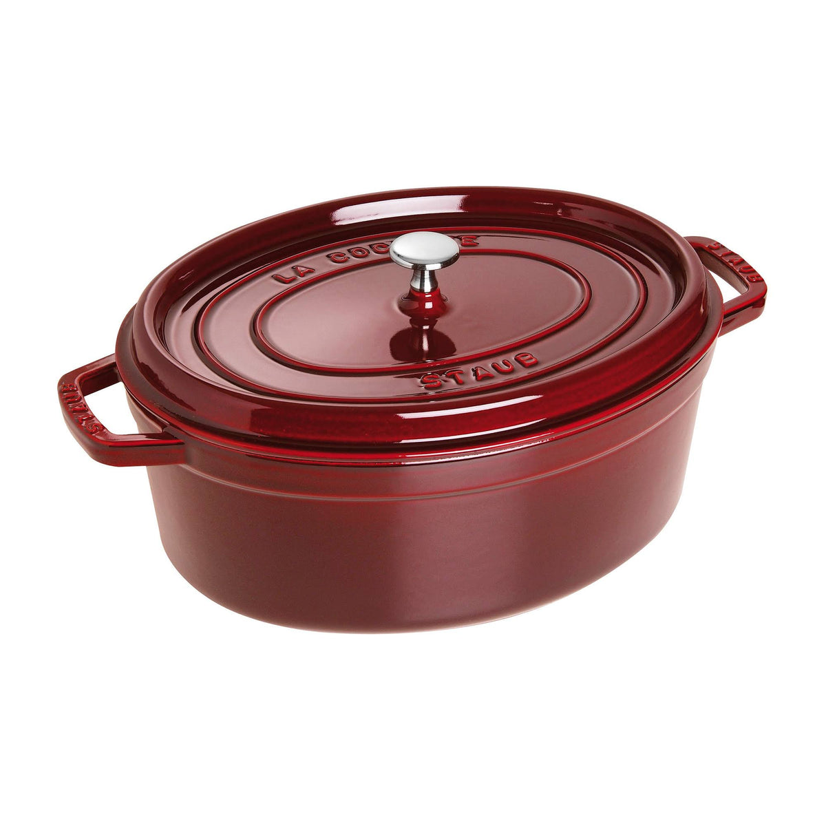 7 qt Dark Red Enameled Cast Iron Oval Cocotte V86632