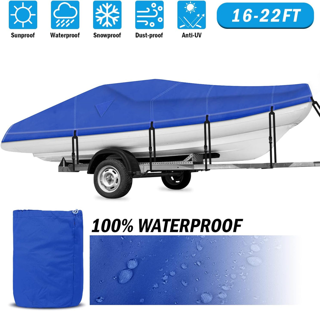 Heavy Duty 600D Waterproof Boat Cover 20-22ft Gray N690071