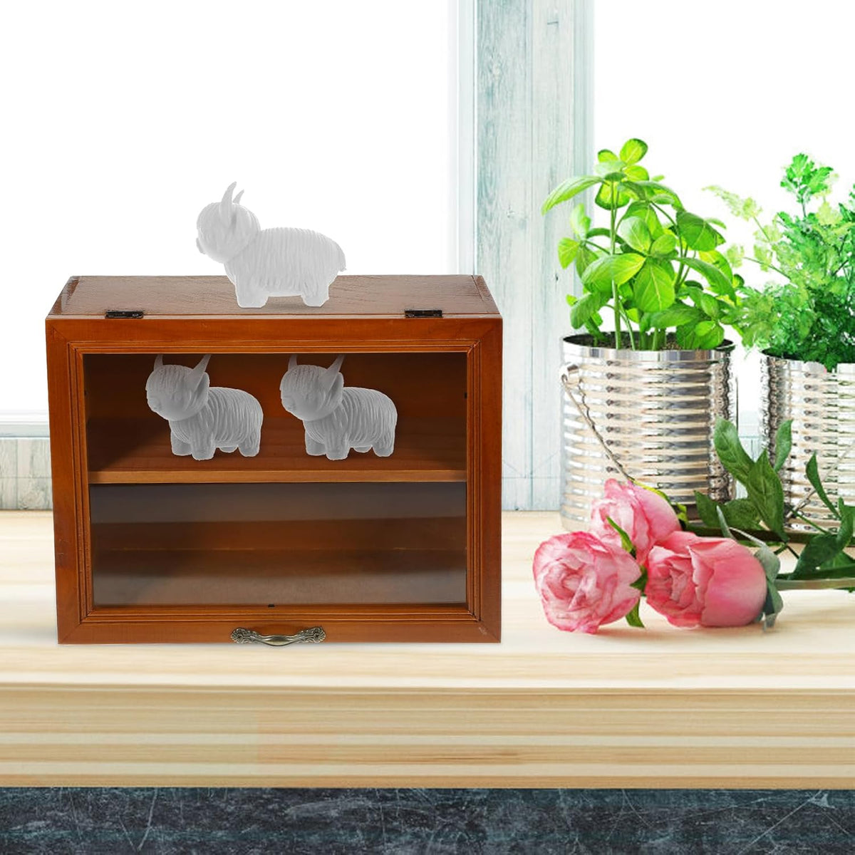 Wooden Shadow Box Display Cabinet with Shelves Y731