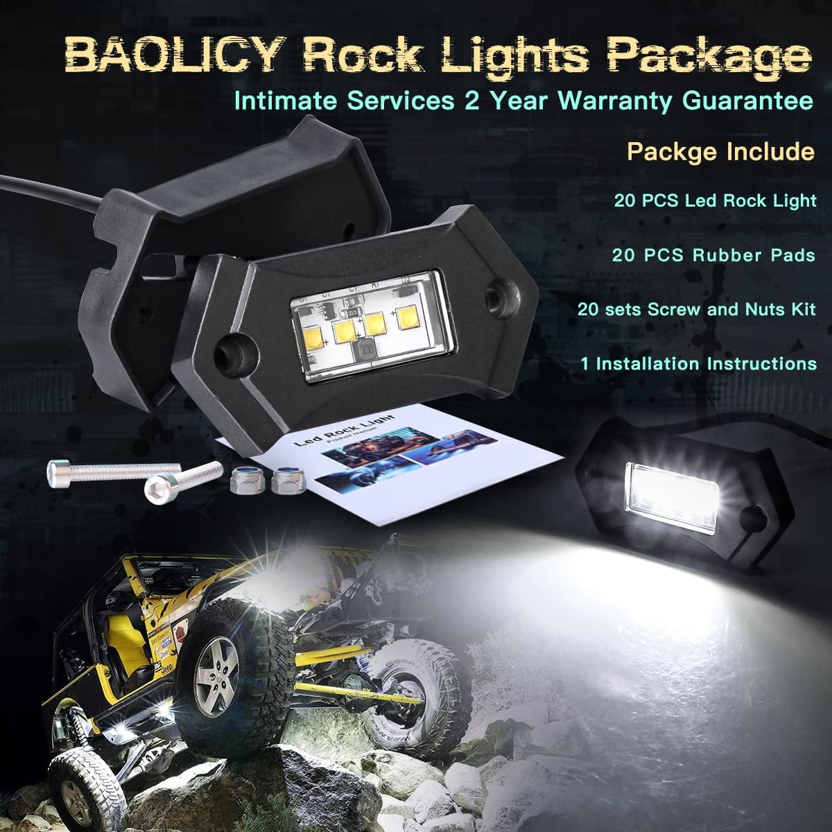 White 8Pods IP68 Waterproof LED Rock Lights T461778