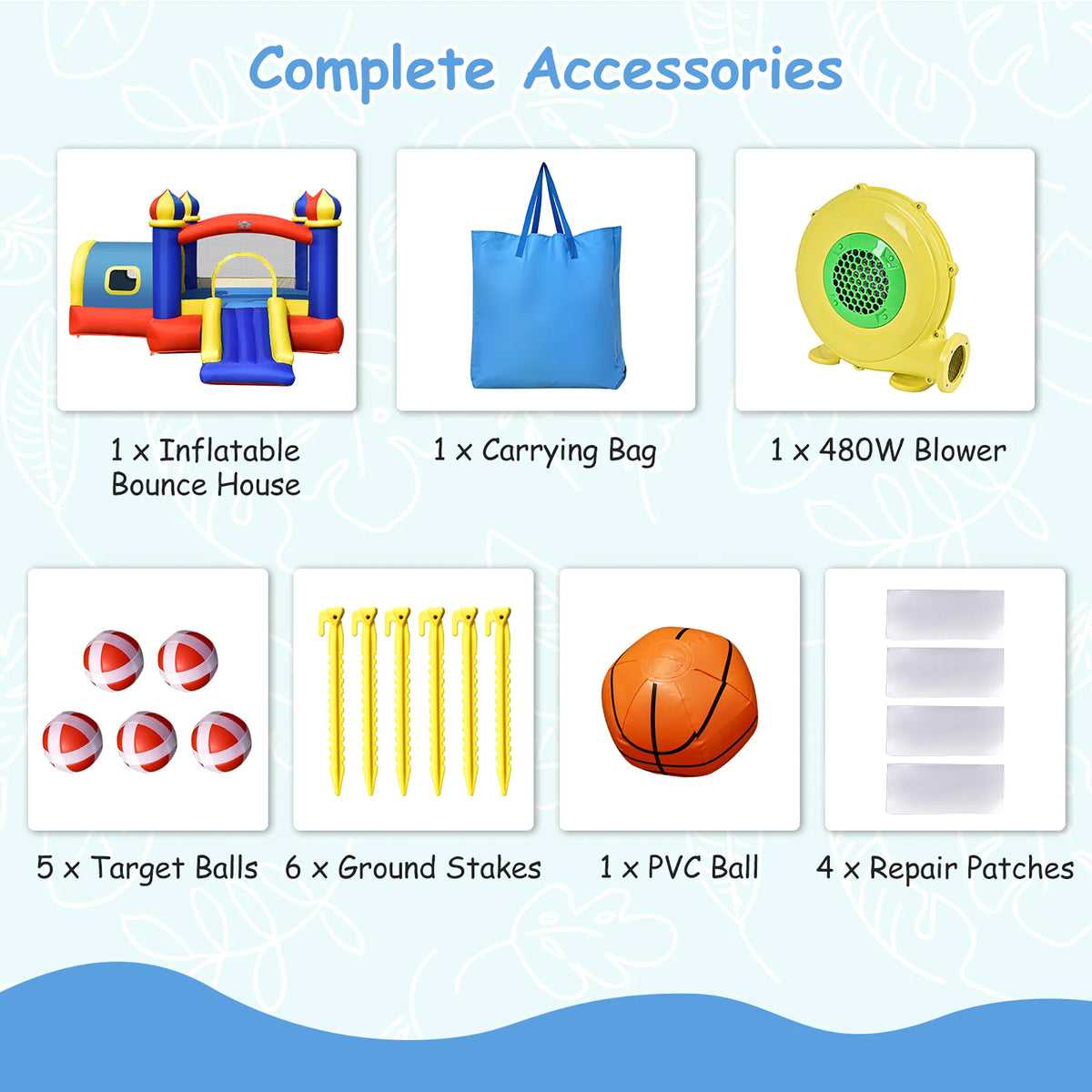 Inflatable Bounce House with Slide & Blower P86691