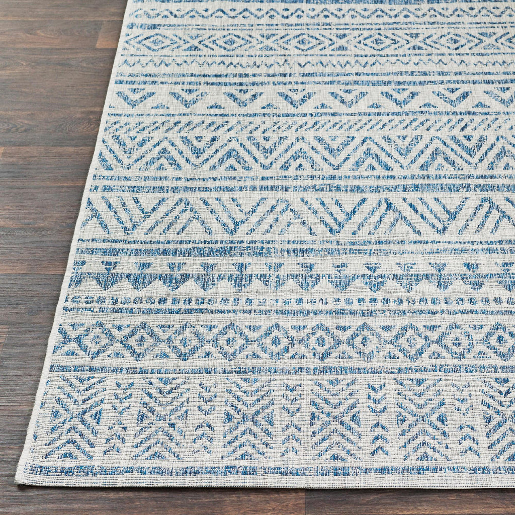 Dark Blue Oval Outdoor Area Rug I537